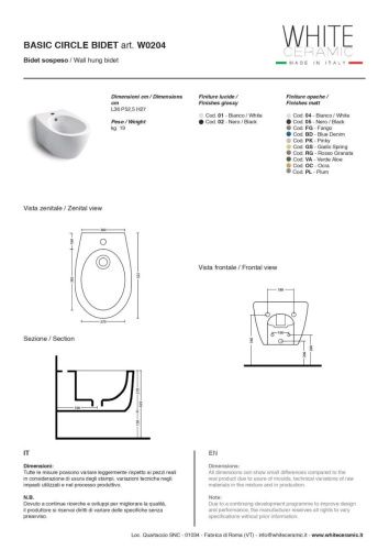 Биде подвесное White Ceramic Basic W020401 цвет белый - фото 3