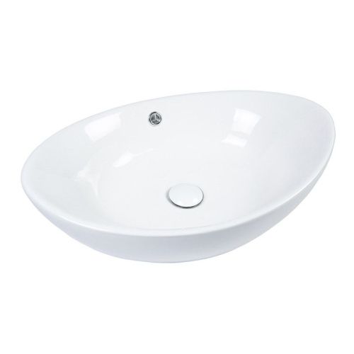 Раковина из сантехнического фарфора Bond Oval S55-590 60х40 накладная цвет белый без отверстий под смеситель - фото 3