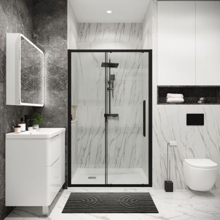 Душевая дверь Grossman Cosmo 100.K33.02.130.21.00 130х195 стекло прозрачное профиль черный