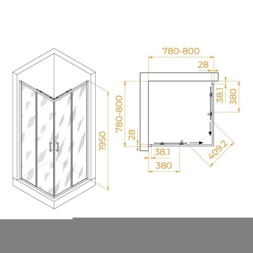 Душевой уголок RGW Passage 03083988-11 80х80 стекло прозрачное профиль хром без поддона - фото 2