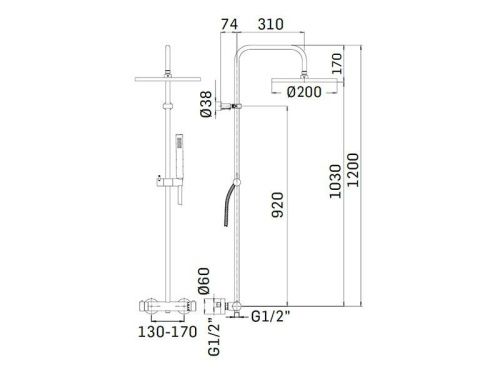 Душевая стойка Mamoli Pico 382702560021 настенная цвет хром - фото 2