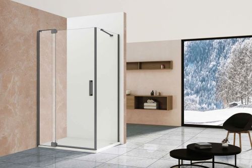 Душевой уголок Vincea Extra VSR-1E111290CLGM 120х90 стекло прозрачное профиль вороненая сталь без поддона - фото 2