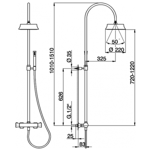 Душевая стойка Cisal Cherie CEC8001024 настенная цвет золото - фото 2