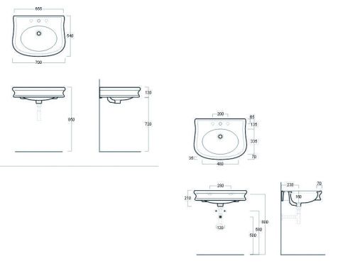 Раковина из сантехнического фаянса Simas LA 10/1 hole 70х50 подвесная цвет белый - фото 3