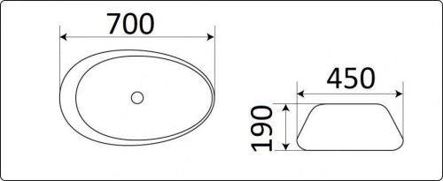 Раковина из сантехнического фаянса CeramaLux 7807 70х50 накладная цвет белый без отверстий под смеситель - фото 2