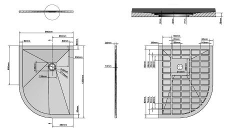 Душевой поддон из искусственного камня Vincea H25 VST-4SQ9012W-L 120х90 белый