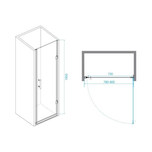 Душевая дверь RGW Passage 41080608-14 80х195 стекло прозрачное профиль черный - фото 2