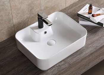 Раковина из сантехнического фарфора Cerutti SPA CR0097 50х40 накладная цвет белый 1 отверстие под смеситель