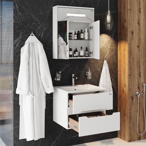 Зеркало-шкаф Onika Сигма 206034 60х70 подвесной цвет белый - фото 5