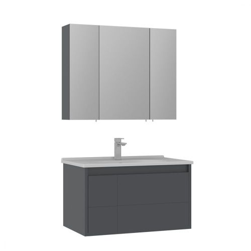 Тумба с раковиной Orka Likya 5002491 80х50 подвесная цвет черный - фото 2