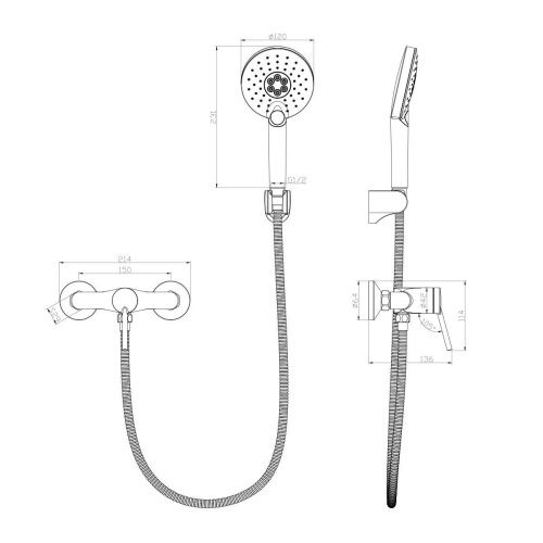 Смеситель для душа LeMark Minima LM3803C настенный хром - фото 2