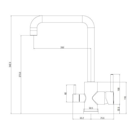 Смеситель для кухни Voda Kitchen FW519GM на мойку вороненая сталь