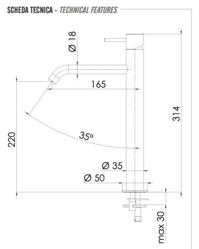 Смеситель для раковины Remer X Style X11LXL на столешницу хром - фото 2