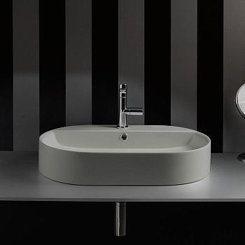 Раковина из сантехнического фарфора Kerasan Ciotola 028559*1 70х40 накладная цвет серый 1 отверстие под смеситель