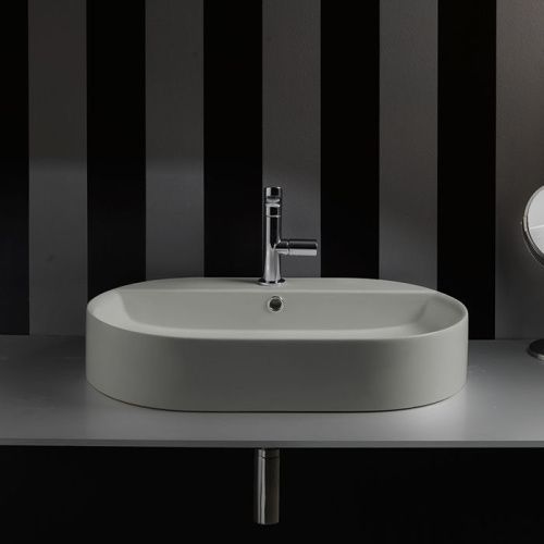 Раковина из сантехнического фарфора Kerasan Ciotola 028559*1 70х40 накладная цвет серый 1 отверстие под смеситель