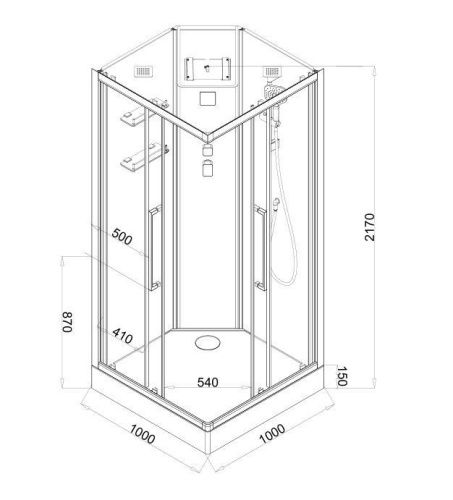 Душевая кабина Acquazzone Quoris 100 100х100 квадратная с крышей ориентация универсальная - фото 3