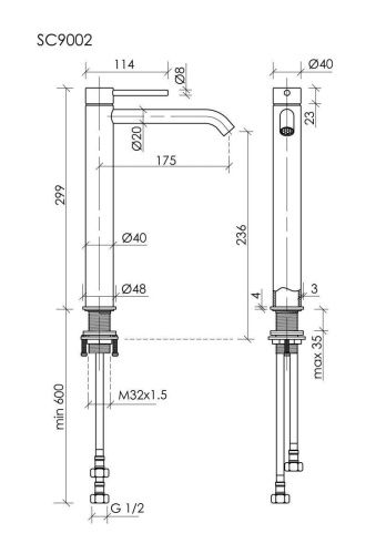 Смеситель Sancos Etna SC9002MB на раковину черный - фото 3