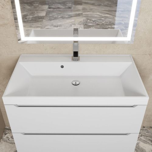 Раковина из искусственного камня Uperwood Classic 291020337 80х50 полувстраиваемая цвет белый - фото 5