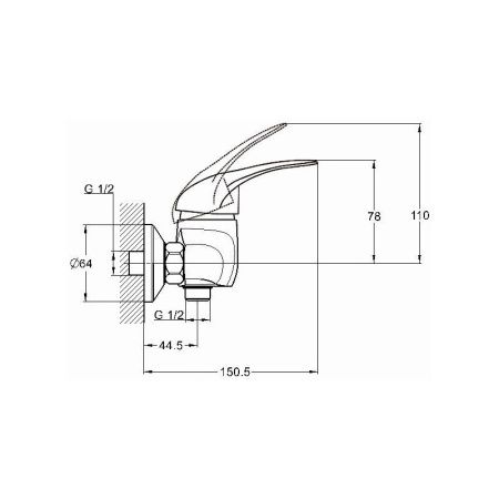 Смеситель для ванны и душа G.Lauf KLO KLO5-A048 настенный хром