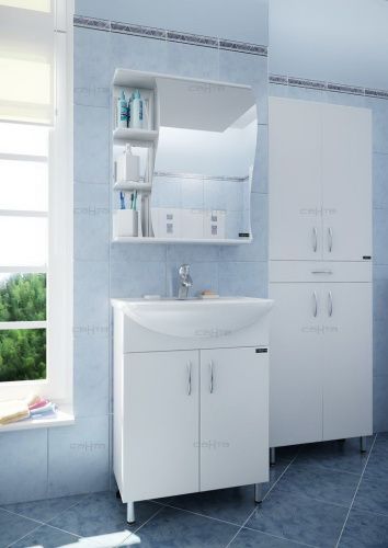 Зеркало-шкаф СанТа Волна 101014 60х70 подвесной цвет белый - фото 4