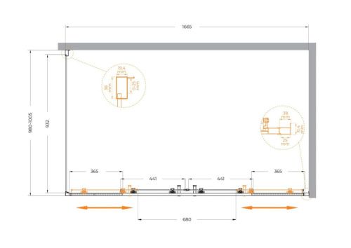 Душевой уголок Cezares MOLVENO MOLVENO-AH-2/1-170/100-C-Cr-IV 170х100 стекло прозрачное профиль хром без поддона - фото 5