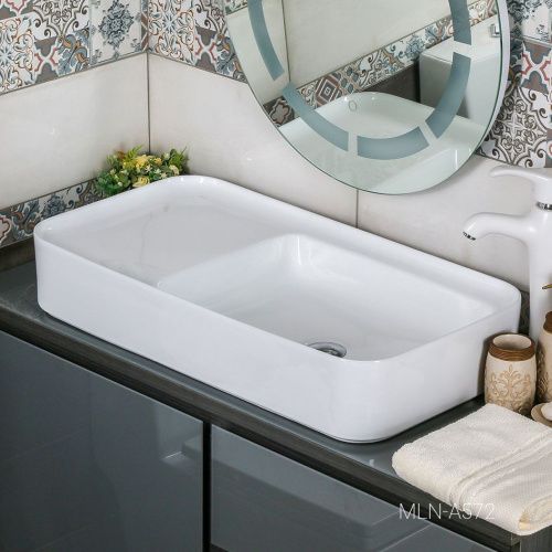 Раковина из сантехнического фарфора Melana A572-805 80х40 накладная цвет белый без отверстий под смеситель - фото 5