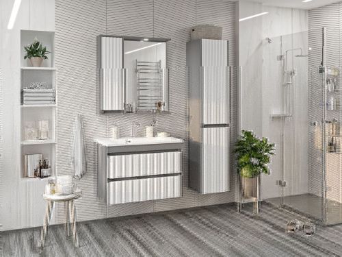 Зеркало-шкаф Brevita Balaton BAL-04080-01-01Л 80х80 подвесной цвет белый/серый - фото 5