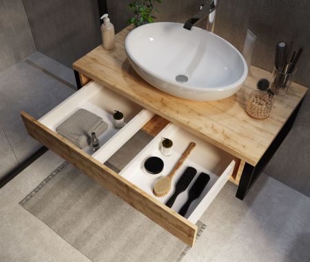 Тумба под раковину 1MarKa Grunge Loft У85843 90х50 подвесная цвет коричневый