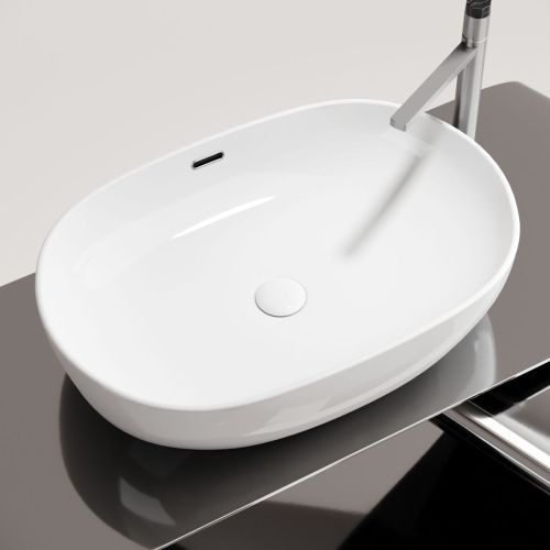 Раковина из сантехнического фарфора Ceramica Nova ELEMENT CN6064 60х40 накладная цвет белый без отверстий под смеситель - фото 3