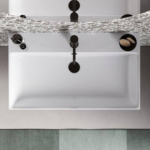 Раковина из сантехнического фарфора Catalano Premium 0220800001 80х50 накладная цвет белый без отверстий под смеситель - фото 3