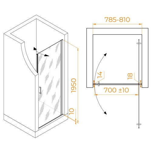 Душевая дверь RGW Leipzig 351200308-110 80х195 стекло прозрачное профиль сатин - фото 2
