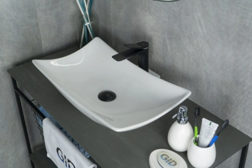 Раковина керамическая Gid Creativo 51129 60х40 накладная цвет белый 1 отверстие под смеситель - фото 2