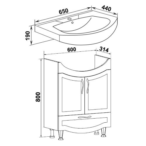 Тумба под раковину Runo Неаполь 00-00001033 60х30 напольная цвет белый - фото 5