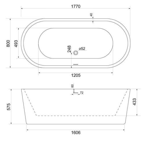 Ванна акриловая BelBagno BB109-177-80 180х80 отдельностоящая овальная с ножками - фото 4