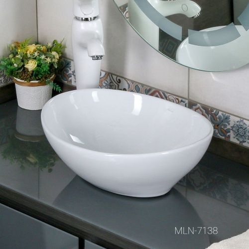 Раковина из сантехнического фарфора Melana 7138-805 40х30 накладная цвет белый без отверстий под смеситель - фото 5