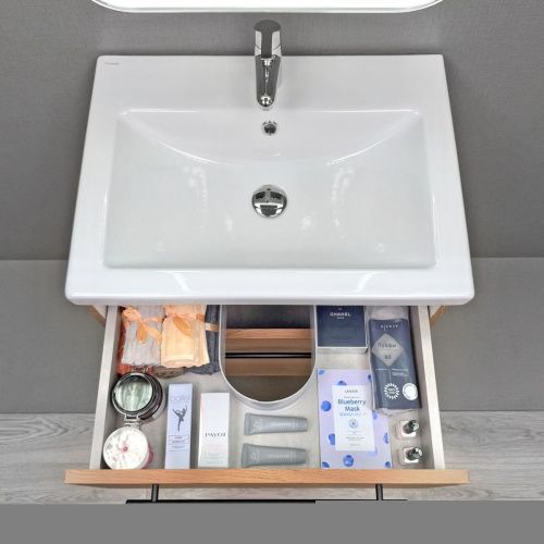 Тумба с раковиной Alavann Rondo ALV1168000 60х50 подвесная цвет коричневый - фото 4