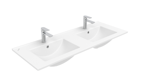 Раковина из сантехнического фарфора Creavit Su SU121-00CB00E-0000 120х50 накладная цвет белый 2 отверстия под смеситель