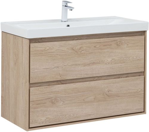 Тумба под раковину Aquanet Милан 00336385 100х50 подвесная цвет бежевый - фото 5