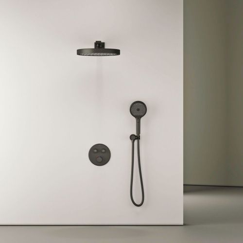 Душевая система Sancos Space SC3006MB встраиваемая в стену цвет черный с термостатом - фото 2