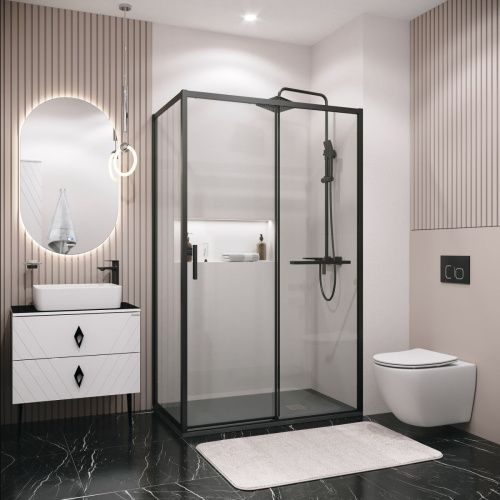 Душевой уголок Grossman Style 120.K33.05.1170.21.00 110х70 стекло прозрачное профиль черный без поддона - фото 5