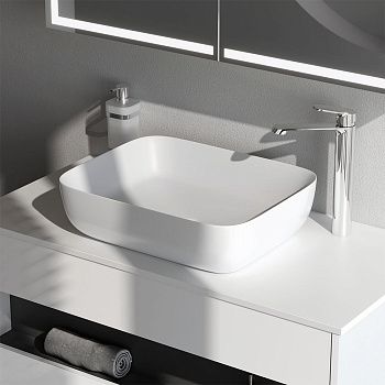 Раковина из сантехнического фарфора Am.Pm Func M8FWCC10510WG 50х40 накладная цвет белый без отверстий под смеситель