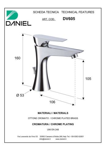 Смеситель Daniel Diva DV605-DO на раковину золото - фото 2