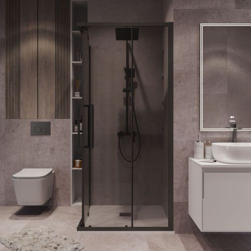 Душевой уголок Grossman Cosmo 300.K33.02.9090.21.10 90х90 стекло тонированное профиль черный без поддона - фото 5