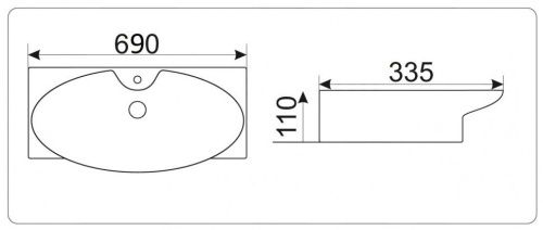 Раковина из сантехнического фаянса CeramaLux STR4282B 80х30 подвесная цвет белый 1 отверстие под смеситель - фото 2