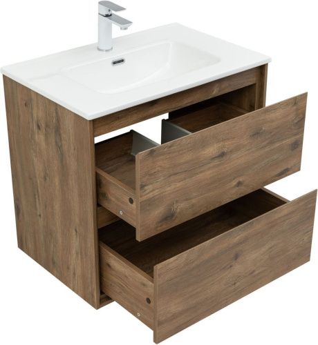 Тумба под раковину Aquanet Милан 00336378 70х50 подвесная цвет коричневый - фото 4