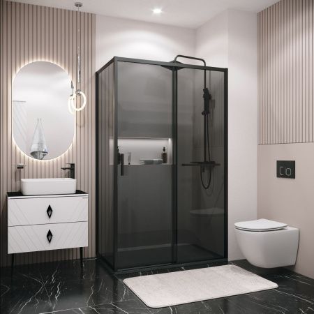 Боковая стенка Grossman Style 200.K33.05.100.21.10 100х195 стекло тонированное профиль черный