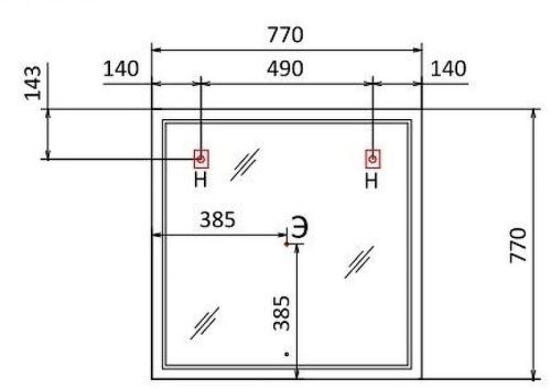 Зеркало с подсветкой Jorno SLIDE Sli.02.77/W 80х80 подвесное - фото 2