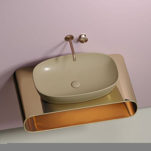 Раковина из сантехнического фарфора Ceramica Nova ELEMENT CN6049MC 60х40 накладная цвет коричневый без отверстий под смеситель - фото 5