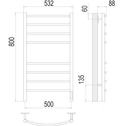 Полотенцесушитель электрический Terminus 4670078542991 55х80 черный - фото 3
