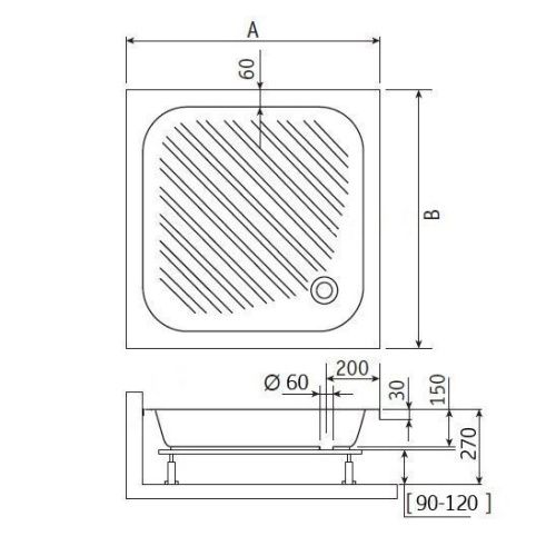 Душевой поддон RGW Acryl 16180199-51 90х90 акрил белый с ножками - фото 2